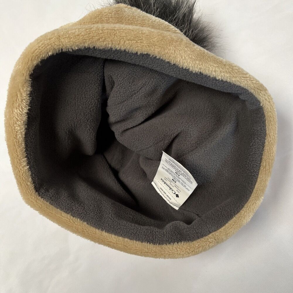 Columbia Unisex Beanie Hat Fire Side Size S/M Plush Fleece Faux Fur Pom Pom - Picture 5 of 6